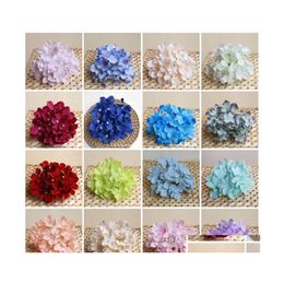 Decorative Flowers Wreaths 10Pcs/Lot Colorf Decorative Flower Head Artificial Silk Hydrangea Diy Home Party Wedding Arch Backgroun Dhehw