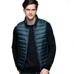 Men s Vests Spring Man Duck Down Vest Ultra Light Jackets Men Fashion Sleeveless Outerwear Coat Autumn Winter 90 White 221205