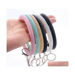 Keychains Lanyards 6 Colours Bangle Keyring Sile Wristlet Keychain Bracelet Key Ring Round Holder Sports Girls Gift Fashion Jewellery Dhiyb