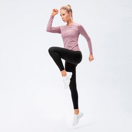 Active Shirts Fitness Women&#39;s Sport Shirt Slim Breathable Gym Clothing Solid Mesh Stitching Yoga Blouse Long Sleeve Workout Sports