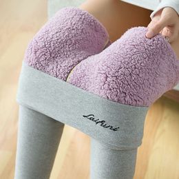 QNPQYX Winter Thick Warm Plush Pants Women Fashion High Waist Tight Fleece Trousers Woman Solid Colour Casual Stretchy Leggings