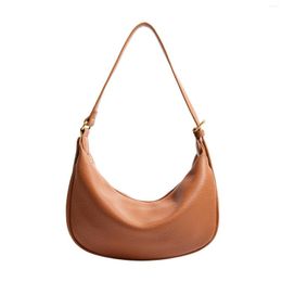 Duffel Bags Maxdutti 2022 French Vintage Fashion Simple Leather Bag Women Single Shoulder Armpit