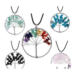 Pendant Necklaces Pendant Necklace For Women Natural Stone Necklaces Womens Fashion Jewelry Christmas Party Gift 12Colors Wholesale Dhx3U