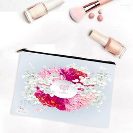 Storage Bags Romantic Flower Print Pretty Rose Cosmetic Bag Lipstick Kids Coin Purse Ladies Handbag Pouch