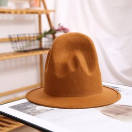 Wide Brim Hats Bucket pharrell hat felt fedora for woman men s black top Male 100% Australia Wool Cap 221205