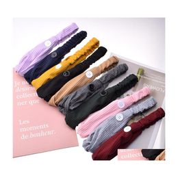 Party Favour Sports Face Mask Hairbands With Button Knit Solid Colour Ear Protect Headbands Gym Yoga Hair Band For Women Hairs Accesso Dhtcn