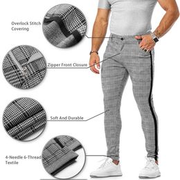 Pantaloni da uomo Mens Streetwear Chinos Plaid Casual Fitness Uomo Skiny Bottom Jogger Pantaloni sportivi Pantaloni moda Stripe Track T221209