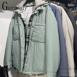 Men s Down Parkas Garaouy Men Jacket Shirt Winter Warm Add Cotton Coat Male Simplicity Casual Sports Clothes Button Solid Colour High Quality 221205