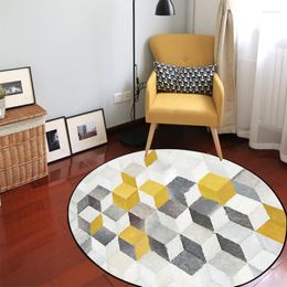 Carpets Modern Fashion Scandinavian Style Yellow Geometric Green Grey Round Decorative Carpet Area Rug Foot Door Hanging Basket Mat