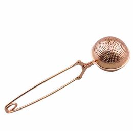 Rose gold tea infuser ball stainless steel Long Handle loose leaf teapot filter SS304 strainer SN418
