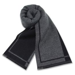 Scarves Luxury Cashmere Wool Men Scarves Warm Winter Man Scarf Charcoal Grey Wool Scarves Comfort Dual Colour Fashion Casual Wear 221205