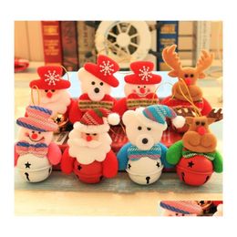 Party Favour No Woven Fabric Bell Pendant Christmas Decorations Tree Pendants Snowman Santa Claus Dolls Festival Plush Doll 1 8Qy L1 Dhty7