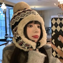 BeanieSkull Caps Winter Hat Women Warm Bomber With Earflap Brand Cute Pom Fuzzy Peruvian Ear-flapped S2893 221203