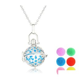 Pendant Necklaces Aestheticism Snow Modeling Diy Hollow Out Aromatherapy Necklace Round Mti Diamond Color The Ball Can Hit Hoisted F Dhbdz