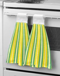 Towel Geometric Yellow-Green Stripes Kitchen Bathroom Absorbent Soft Children's Hand Table Cleaning Cloth