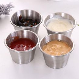 Herb Spice Tools 10pcs Stainless Steel Sauce Cups Seasoning Dish Appetizer Tray Ketchup Dipping Bowl Sushi Vinegar Soy Saucer Container 221203