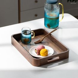 Plates Chinese Style Black Walnut Wooden Tray Household Multifunctional Breakfast Snack Bread Cake Plate Coffee Cup