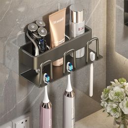 Toothbrush Holders Wall Mounted Inverted Toothbrush Holder Space Aluminium toothbrush Shelf Storage Rack Bathroom Accessories 221205