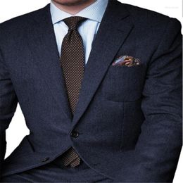 Men's Suits 2022 Formal Winter Dark Grey Herringbone Business Men Wedding Tailored Groom Tuxedo Slim Fit Groomsmen Blazer Masculino
