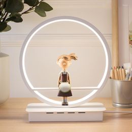 Table Lamps Modern Led Ring For Living Room Angel Bird Boy Girl Desk Lamp Bedroom Bedside Nordic Stand Light Fixtures Home Decor