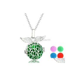 Pendant Necklaces Angels Wings Aromatherapy Essential Oil Diffuser Necklace Locket Per Cage Necklaces Pendants Drop Delivery Jewelry Dhs5I