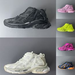 Corredor 7.0 Sapatos Casuais Para Homens Mulheres Plataforma Designer Sneaker Placa-forma Sola Grossa Paris Tênis Azul Marinho Fumo Cinza Triplo Preto Branco Treinadores