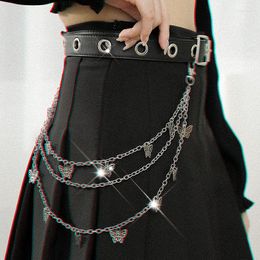 Belts Punk Accessories Women Butterfly Chain Hip Hop Silver Metal For Pants/Skirt Rock Jewellery Keychain Waist Belt Fashion