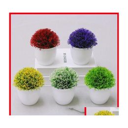 Other Event Party Supplies 14X10Cm Artificial Plants Party Potted Green Bonsai Small Tree Grass Pot Ornament Fake Flowers For Home Dhglp