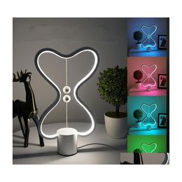 Night Lights Nce Led Table Lamp Smart Lampara Magnetic Midair Switch Usb Creative Bedroom Bedside Night Light Double Heart Colorf Gi Otomr