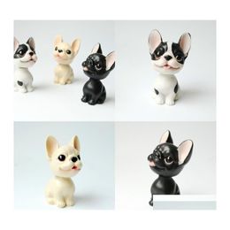 Party Favor Natural Resin Animal Party Favor Style Bobbleheads Mobile Dog Tabletop Cartoon Black Cream Color Vehicle Shaking Head De Dht0I