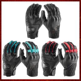 ST984 New Real Goatskin Leather Motorcycle Gloves Touch Screen Retro Vintage Full Finger Knuckle Protection Men Motorcycle Racing Gear