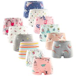 Panties 3 Pcs Pure Cotton Children Underwear Girls Cute Cartoon Print Kids Boxer Briefs Child Girl Pants 3 12 Years 221205