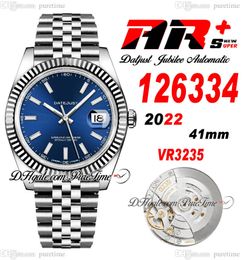 ARF 126334 41 VR3235 Automatic Mens Watch Date Fluted Bezel Blue Stick Dial 904L JubileeSteel Bracelet Super Edition Same Serial Warranty Card Just Puretime J10