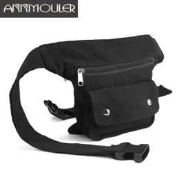 Waist Bags Annmouler Brand Women Fanny Pack Large Capacity Canvas Belt Side Multipockets Phone Pouch for Girls 221203