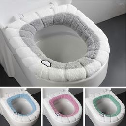 Toilet Seat Covers Universal Bathroom Cover With Handle Warm Plush Mat Thicken Cushion Soft Warmer Closestool M9R5