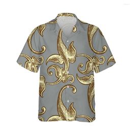 Men's Casual Shirts 3d Gorgeous Classic Baroque Patchwork Floral Printed Hawaiian Short Sleeve Shirt Men Vintage Fashion Loose Tops S-5XL