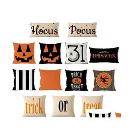 Pillow Case Sofa Cushion Er Halloween Treat Or Trick Pillow Case European Style Pumpkin English Letter Pillowcase Selling 5 5Ls L1 D Dhqa7