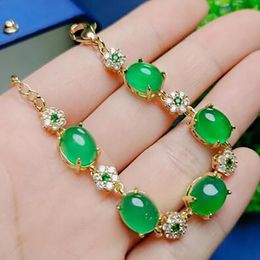 fashion Jewellery Women Genuine Natural Jade Bracelet Green Chalcedony Bangle