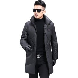 men's sheepskin down jacket long down parkas coat winter clothing male thick warm overcoat outerwear tops plus size black