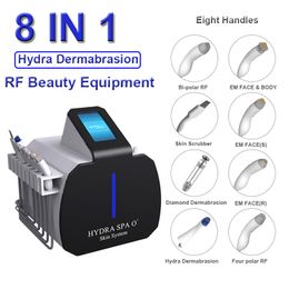 8 IN 1 Hydro Facial Microdermabrasion Skin Tighten Anti-wrinkle Beauty RF Equipment Facial Cleansing Oxygen Water Aqua Peel Remove Blackheads Salon Use