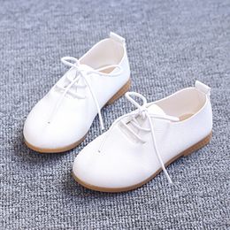Sneakers Children Classic White Yellow Soft Leather Shoes For Toddlers Big Girls Boys Kids School Lace up Flat Casual 221205
