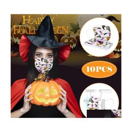 Designer Masks Fashion Disposable Face Masks Halloween Adt Kids Cartoon Pattern Daily Protection Prevention Nonwoven Mask Hh93307 17 Dhwrb