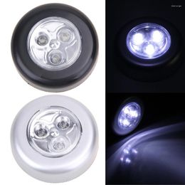 Night Lights 3 LED Touch Control Light Round Lamp Under Cabinet Closet Stick For Tents Cars Cabinets Wardrobes