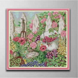 Corner of the garden family DIY cross stitch Embroidery Tools Needlework sets counted print on canvas DMC 14CT 11CT cloth