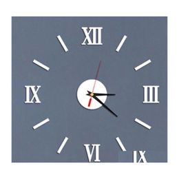 Wall Clocks Diy Art Wall Stickers Clock Roman Numerals Personality Silence Acrylic Kitchen Living Room Decorate Clocks S 7 5Ld F2 Dr Dhfn1