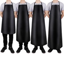 Aprons PU leather waterproof apron thickened lengthened antifouling oilproof restaurant cooking chef clean black 221203