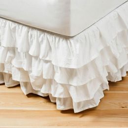 Bed Skirt 4 Layers Ruffled Wrap Around Elastic Cover Without Surface Home el Twin Full Queen King 221205