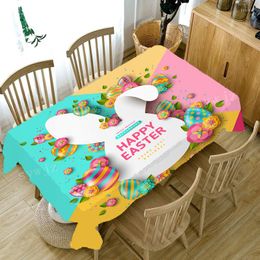 Table Cloth Egg Print Tablecloth Happy Easter Party Feast Holiday Decoration Rectangular Mat Accessories
