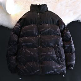 Men s Down Parkas Printed Puffer Jacket Streetwear Stand Collar Ripstop Quilted Padded Cotton Fashion Contrast Winter for Men 221205