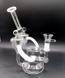 Mini 8.5 Inch Water Recycler Bong Hookahs Bent Tube Double Conical Shisha Dab Rig with Male 14mm Joint
